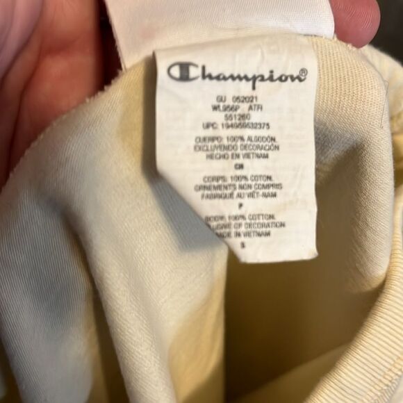 Champion Cream Color Logo Print Design Cropped Top Casual Contemporary Boho - Picture 7 of 8